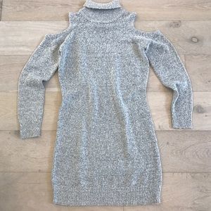 redherring Cold Shoulder Gray Sweater Dress